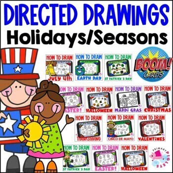 Preview of Directed Drawings Boom Cards Holidays & Seasons Christmas Winter Fall Spring