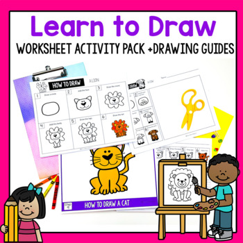 Preview of Directed Drawings Guide - Learn to Draw Worksheets Animals & More