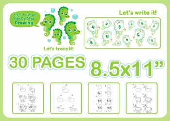 Preview of 30 Printable (How to Draw, Step by Step Drawings, For Kindergarten & 1st Grade)