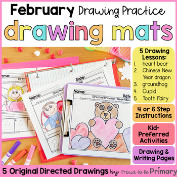 Preview of Winter Valentine Directed Drawing and Writing - Step by Step Drawing Activities