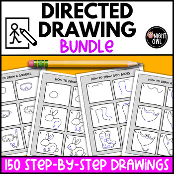 Preview of 150 Drawing Activities - Step-by-Step Directed Drawing Activity Bundle