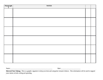 Directed Note Taking Chart by Lacey Worsdell | Teachers Pay Teachers