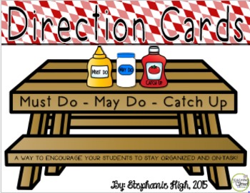 Preview of Direction Cards - Must Do, May Do, and Catch Up