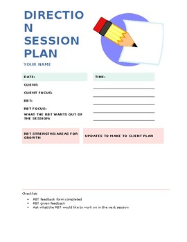 Preview of Direction Session Planner for BCBA
