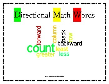 Preview of Directional Words Math Posters