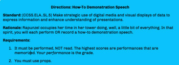 Preview of Directions: How-To Demonstration Speech [CCSS.ELA.SL.5-6] (EDITABLE)