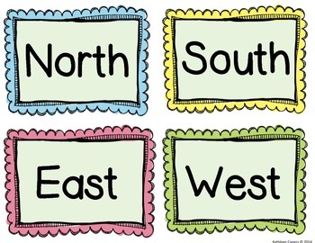 Preview of Directions (North,South, East & West) Labels