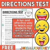 Directions Test: FREE Activity for Back to School