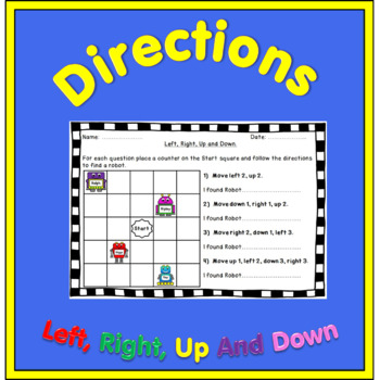 Preview of Directions Worksheets & Game - Left, Right, Up, Down.