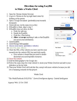Preview of Directions for Using Easy Bib