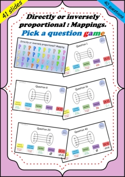 Preview of Directly or inversely proportional (Mapping) : "Pick a question" Powerpoint game