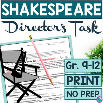 Preview of Shakespeare Acting Project Director's Task for Any Play EDITABLE Word Document