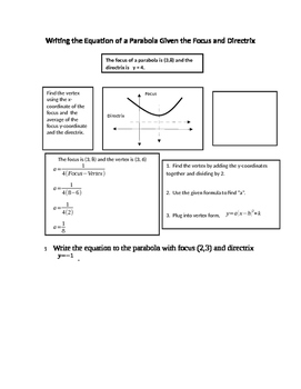 Preview of Directrix and Focus Notes