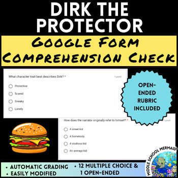 Preview of Dirk the Protector by Gary Paulsen Google Form Comprehension Check