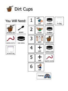 Preview of Dirt Cup Visual Recipe for Special Education, EI, ABA Programs