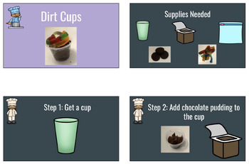 Preview of Dirt Cups (Special Education Visual Recipes, Sequencing)