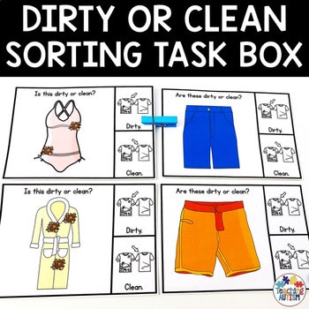 Preview of Dirty or Clean Task Box | Life Skills Activities for Special Education
