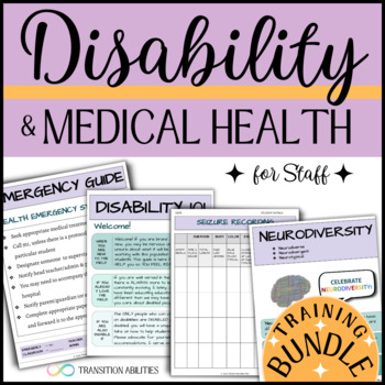 Preview of Disabilities, Allergies, Epilepsy & Emergencies | SPED PARA TRAINING Bundle
