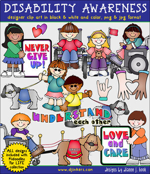 Preview of Disability Awareness Clip Art for Inclusion, Handicapped and Disabled Kids