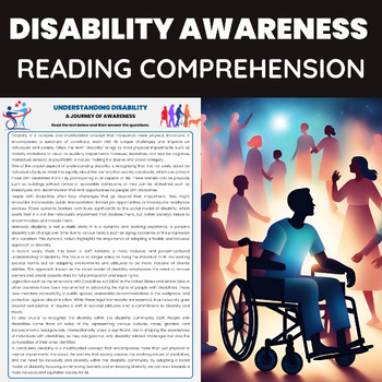 Preview of Disability Awareness Reading Passage for Disability Awareness Month