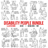 Disability People Coloring Page Bundle