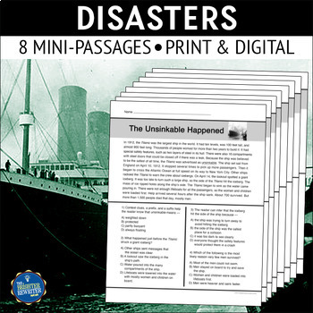 Preview of Disasters Nonfiction Reading Comprehension Passages