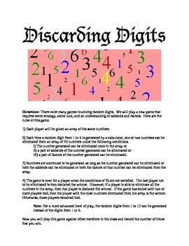 Preview of Discarding Digits-A Math Probability Game