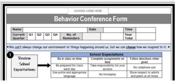 Preview of Discipline/Behavior Conference (EDITABLE) Form