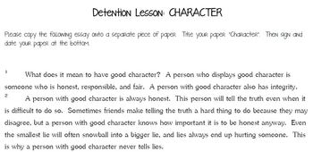 Preview of Discipline: "Character" Essay and Sentences