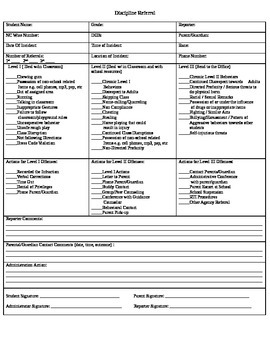 Preview of Discipline Referral