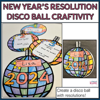 Preview of Disco Ball New Year's Resolution Craftivity and Bulletin Board