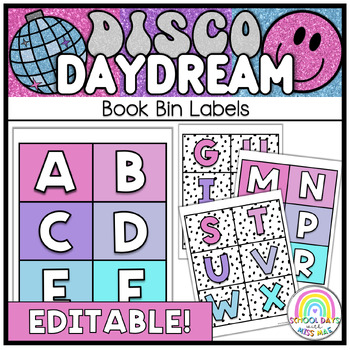 Preview of Book Bin Labels EDITABLE // Disco Daydream Collection