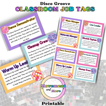 Preview of Disco Groove Classroom Job Tags - Dance Class