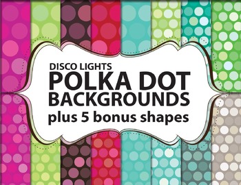 Preview of Polka Dot Background / Digital Paper Clip Art "Disco Lights" plus 5 free borders