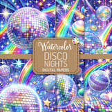 Disco Nights - Watercolor Celebration Backdrop Digital Papers