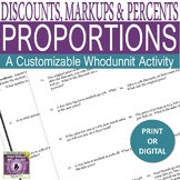 Discount, Markup, & Percent w/ Proportions Mystery Activit