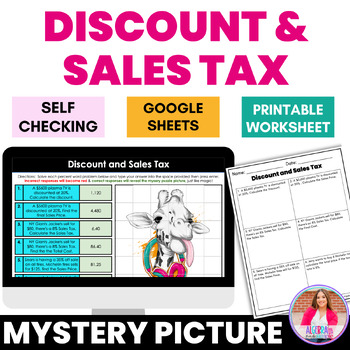 Preview of Discount Sale Tax Percent Practice Google Sheets Self Checking with Worksheet