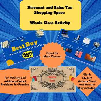 Preview of Discount & Sales Tax- SHOPPING SPREE-Sales Price, Consumer Math Game/Assessment
