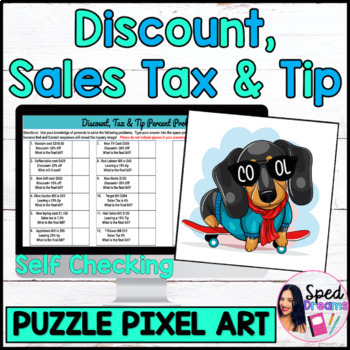 Preview of Discount Sales Tax Tip Progression Art Picture Pixel Art for Distance Learning