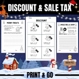 Discounts and Sales Tax Math Word Problems Christmas theme