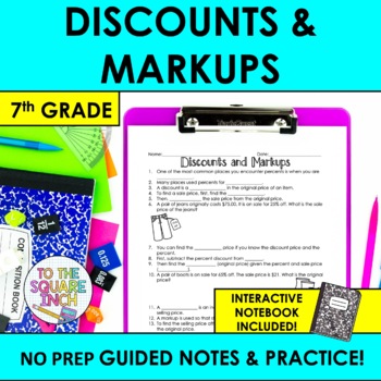 Preview of Discounts and Markup Notes & Practice | + Interactive Notebook Format