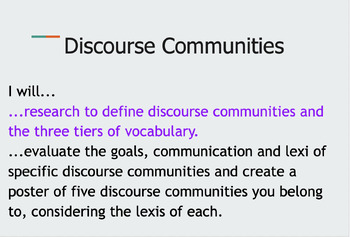 Preview of Discourse Communities Powerpoint and Project