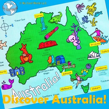 Preview of Discover Australia! Interactive Slideshow Lesson + Mapping—Country Study, Gr 2+