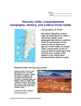 Preview of Discover Chile: Comprehensive Geography, History, and Culture Study Guide