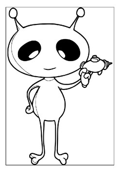 Printable Colouring Book Alien Family 