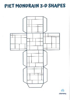 Preview of Discover Geometry with a Mondrian Twist: 3D Net Shapes Colouring Worksheet!
