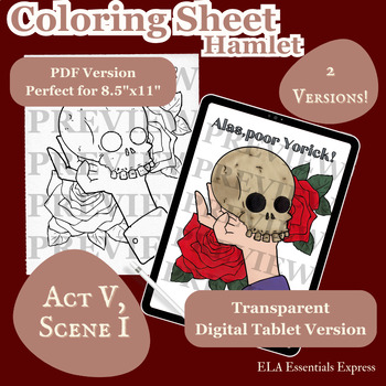 Preview of Shakespeare's Hamlet Act 5, Scene 1 Coloring Sheet-PDF & Digital