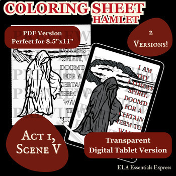 Preview of Shakespeare's Hamlet Act 1, Scene 5 Coloring Sheet-PDF & Digital