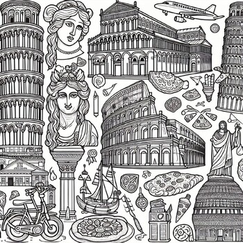 Preview of Discover Italy with this engaging coloring page Includes famous Italian landmark