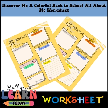 Preview of Discover Me :A Colorful Back to School All About Me Worksheet